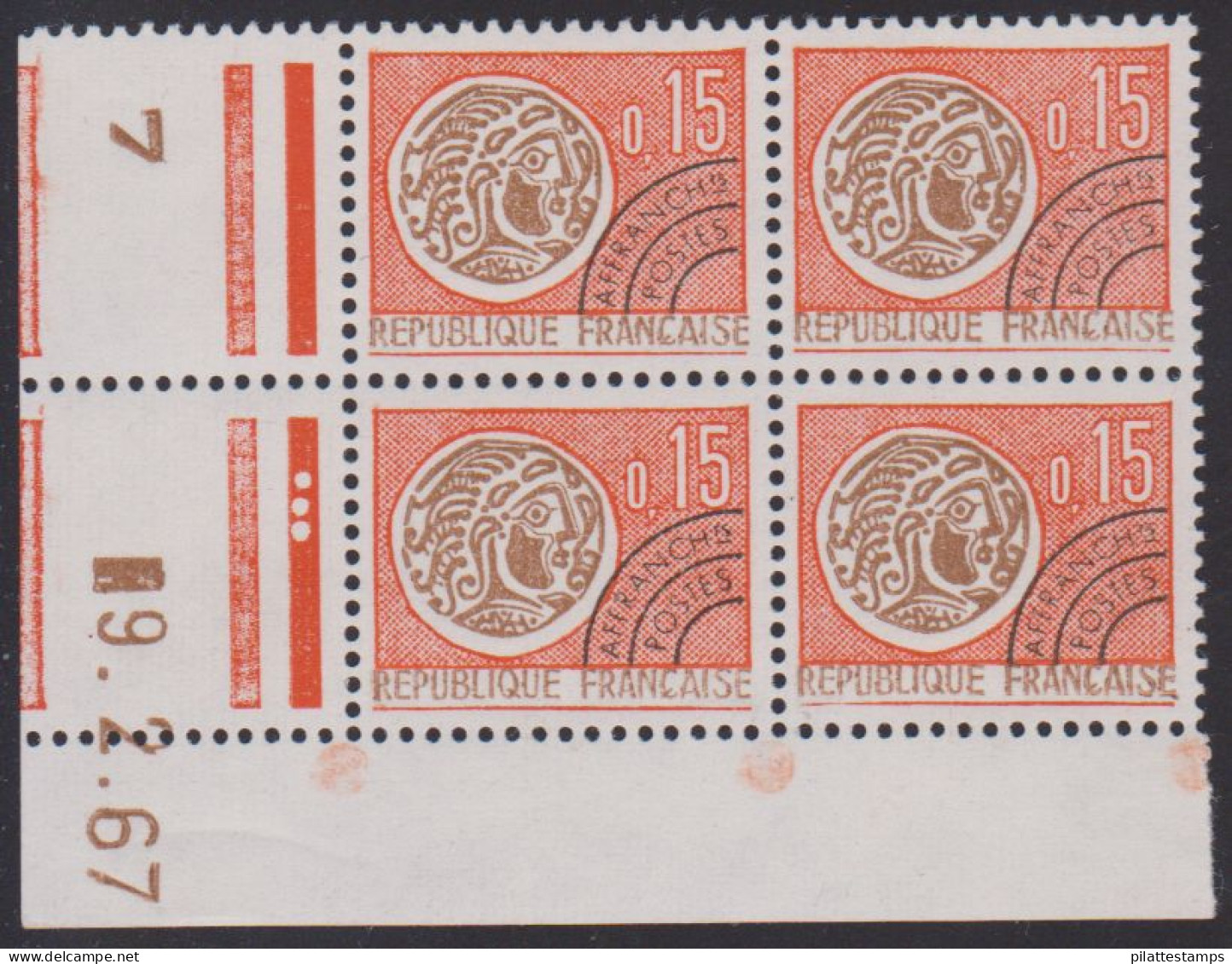 FRANCE PREOBLITERE N° 124** MONNAIE GAULOISE COIN DATE DU 9/2/67 - Precancels