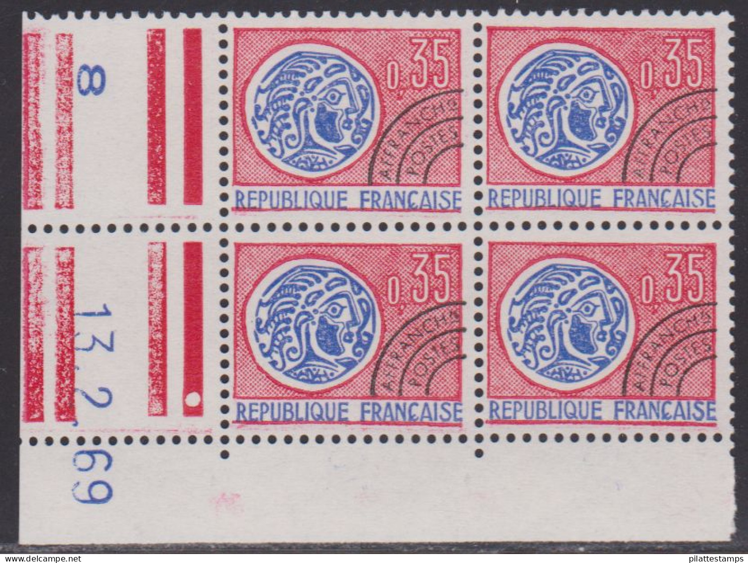 FRANCE PREOBLITERE N° 127** MONNAIE GAULOISE COIN DATE DU 13/2/69 - Precancels