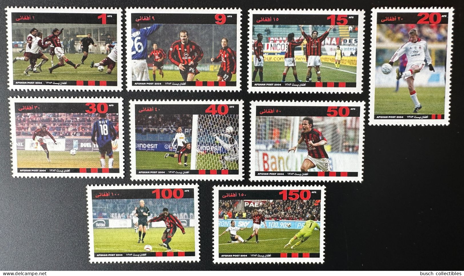 Afghanistan 2004 Mi. ? Football Fußball Soccer Milan AC Milano MNH** 9 Val. - Clubs Mythiques