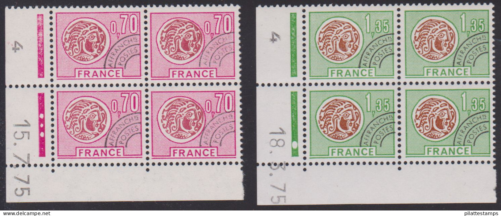 FRANCE PREOBLITERE N° 134/37** MONNAIE GAULOISE 4 COINS DATES - Precancels