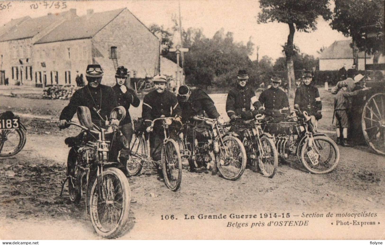 Moto - Section De Motocyclistes Belges Près D'ostende - Ww1 - Motocyclette - Motorbikes