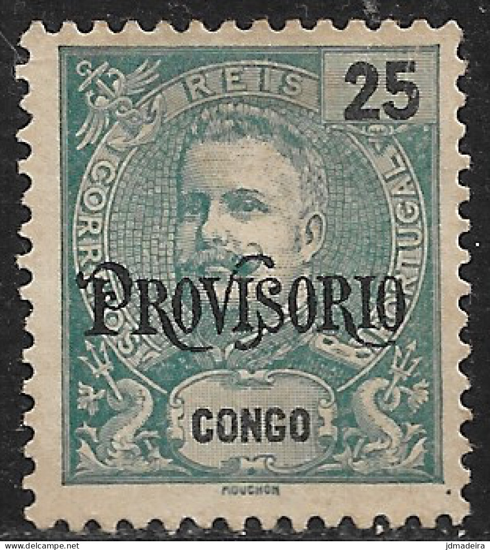 Portuguese Congo – 1902 King Carlos PROVISORIO 25 Réis Mint Stamp - Congo Portuguesa