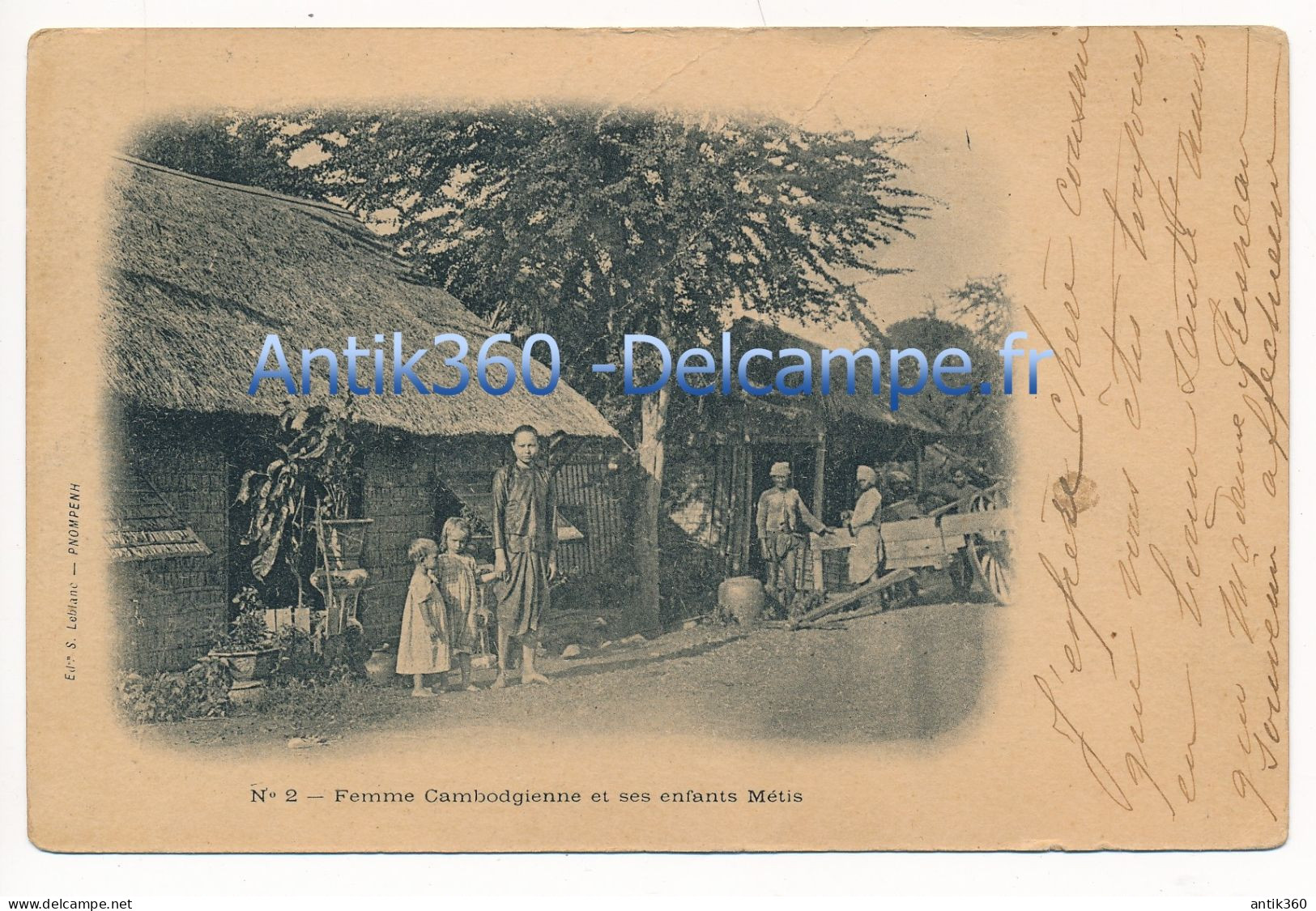 CPA CAMBODGE Phnom-Penh Femme Cambodgienne Et Des Enfants Métis Editeur Leblanc - Kambodscha