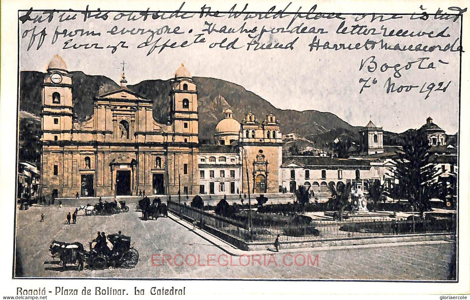 Ac8348 - COLOMBIA -  Vintage Postcard - Bogota, Plaza De Bolivar - 1921 - Colombie