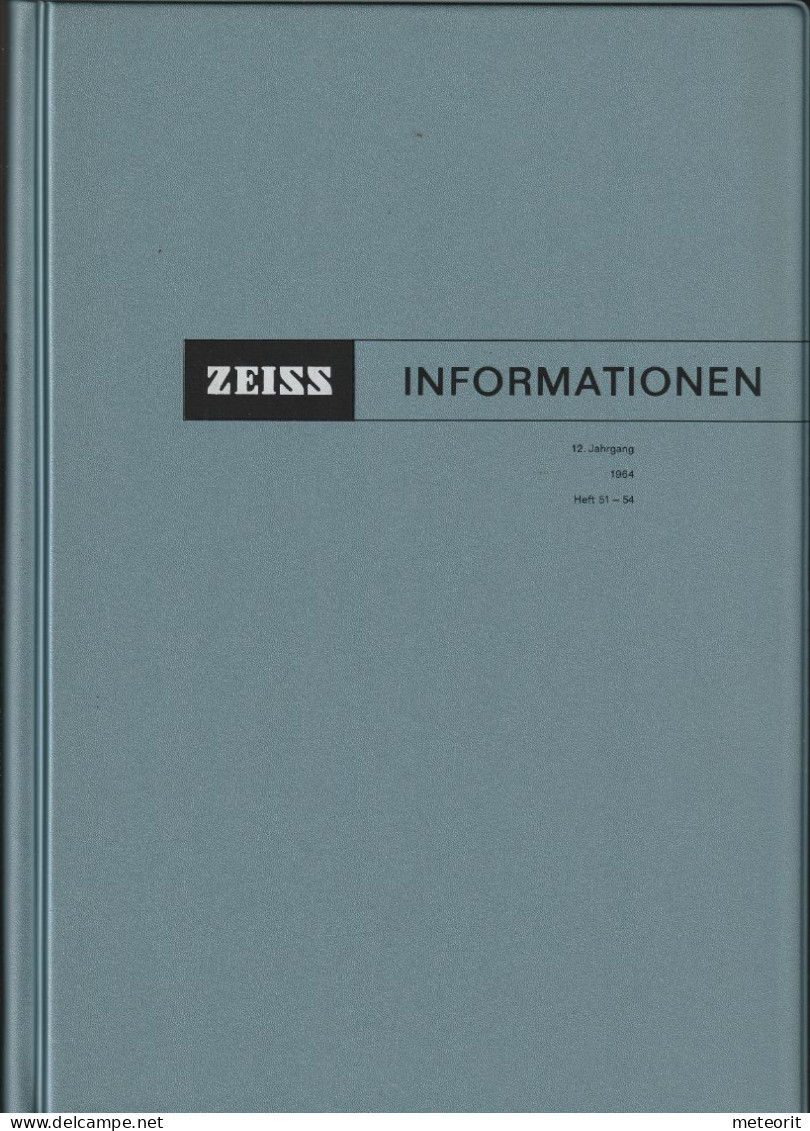 ZEISS INFORMATION "Zeitschrift Für Die ZEISS-Freunde" 12. Jahrgang 1964 Heft 51 Bis 54 Originalkunstoffeinband, Gebrauch - Informática