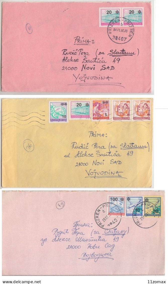 PRIZREN Yugoslavia KOSOVO CRISIS - CIVIL WAR 1992 Lot (1) Of 3 Letters INFLATION - Covers & Documents