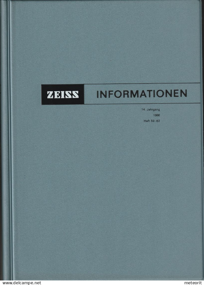 ZEISS INFORMATION "Zeitschrift Für Die ZEISS-Freunde" 14. Jahrgang 1966 Heft 59 Bis 62 Originalkunstoffeinband, Gebrauch - Informática