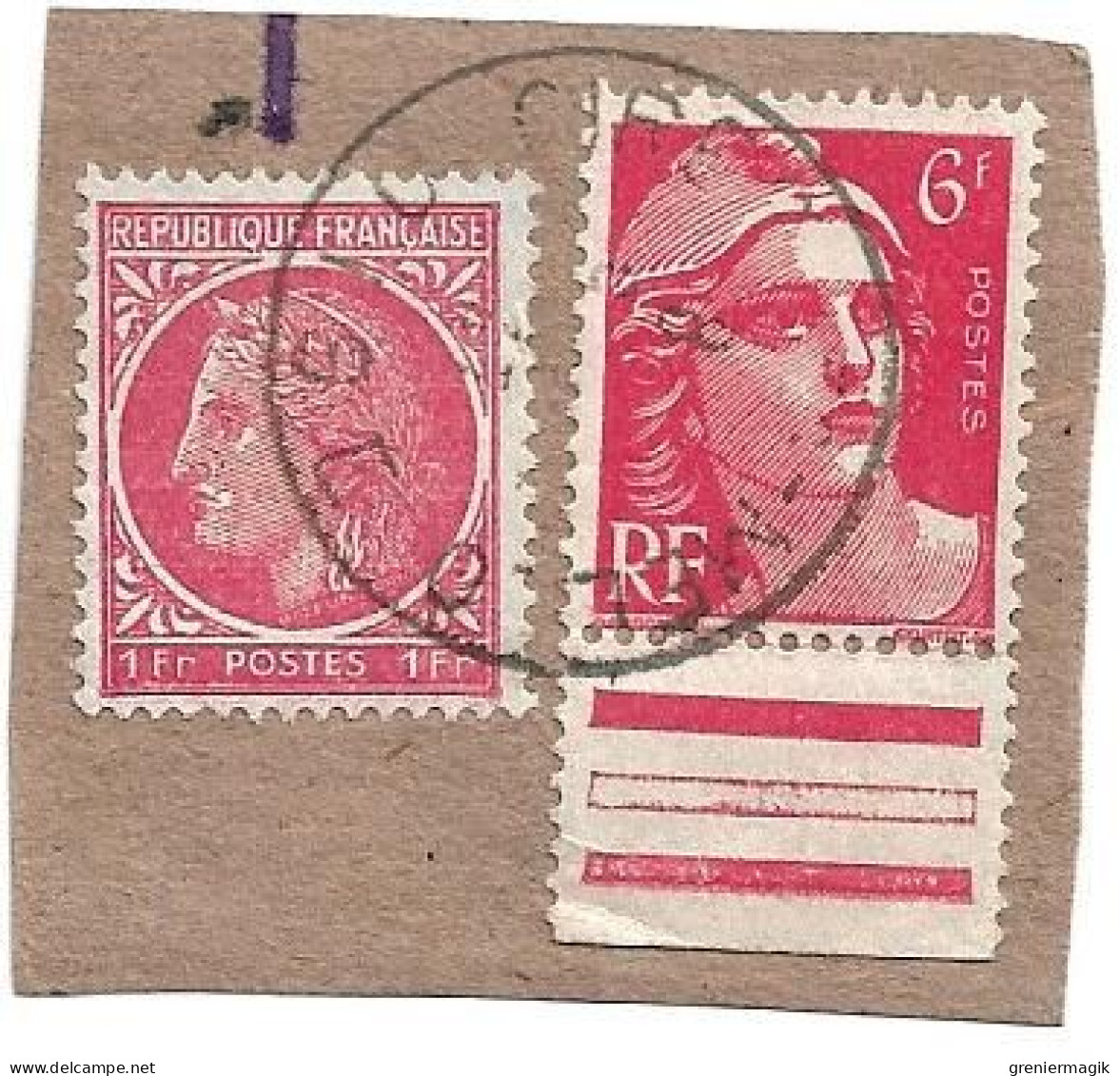 France Marianne De Gandon 6F N°721a Mèches Reliées (variété) + N°676 Oblitéré Cires-Lès-Mello Oise (sur Fragment) - Used Stamps