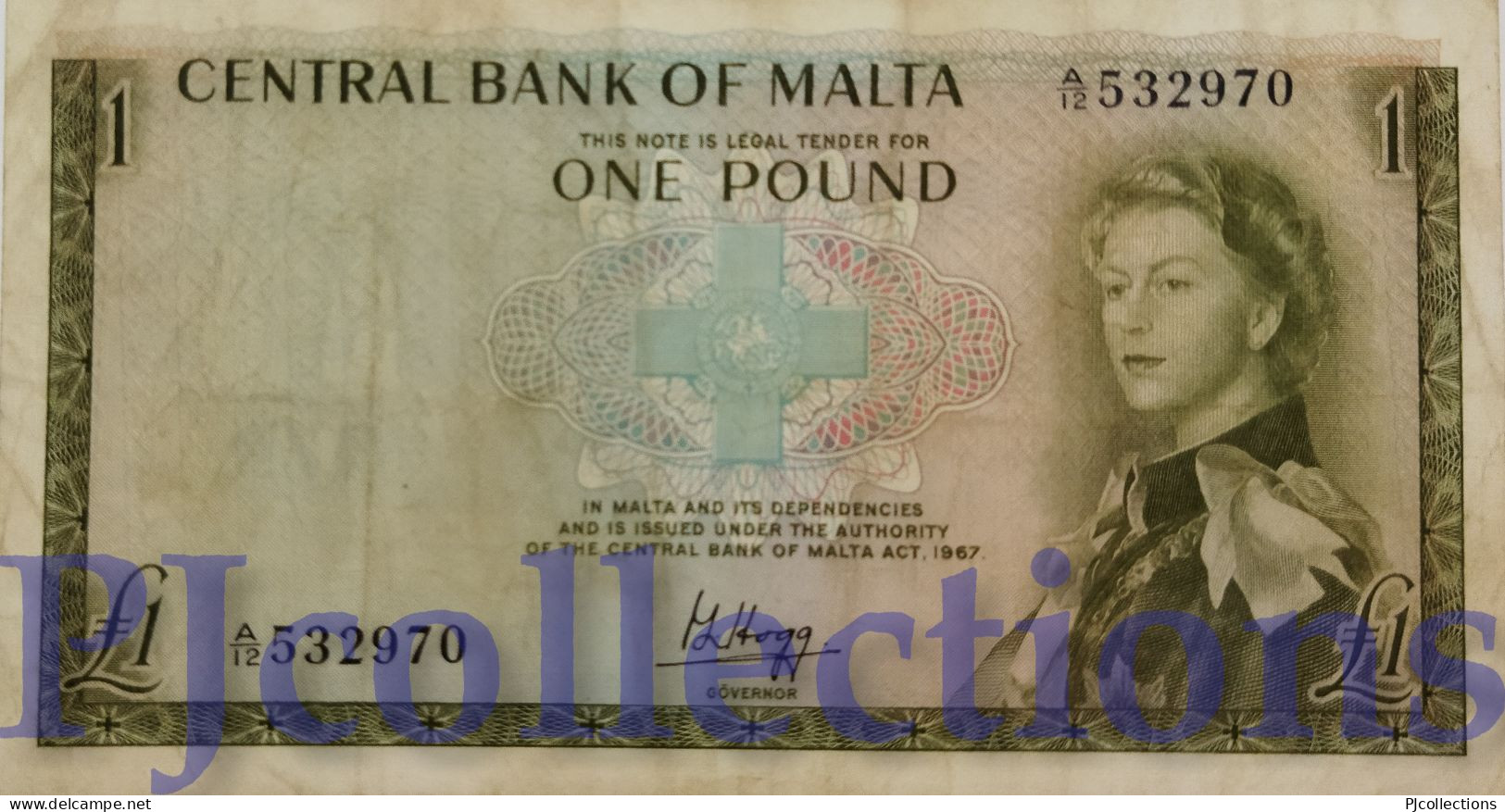 MALTA 1 POUND 1969 PICK 29a VF - Malta