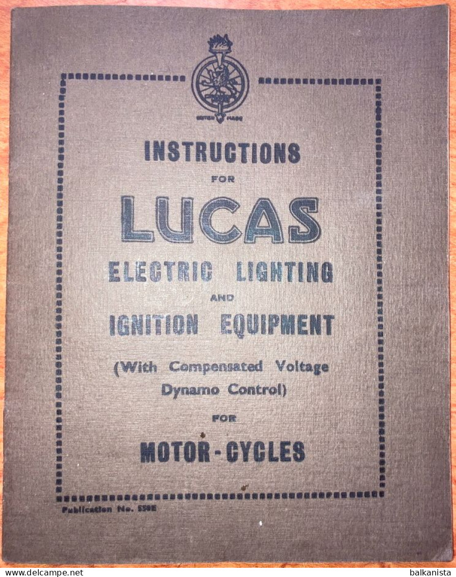 Motorcycle - Instructions For Lucas Electric Lighting And Ignition Equipment - Tools