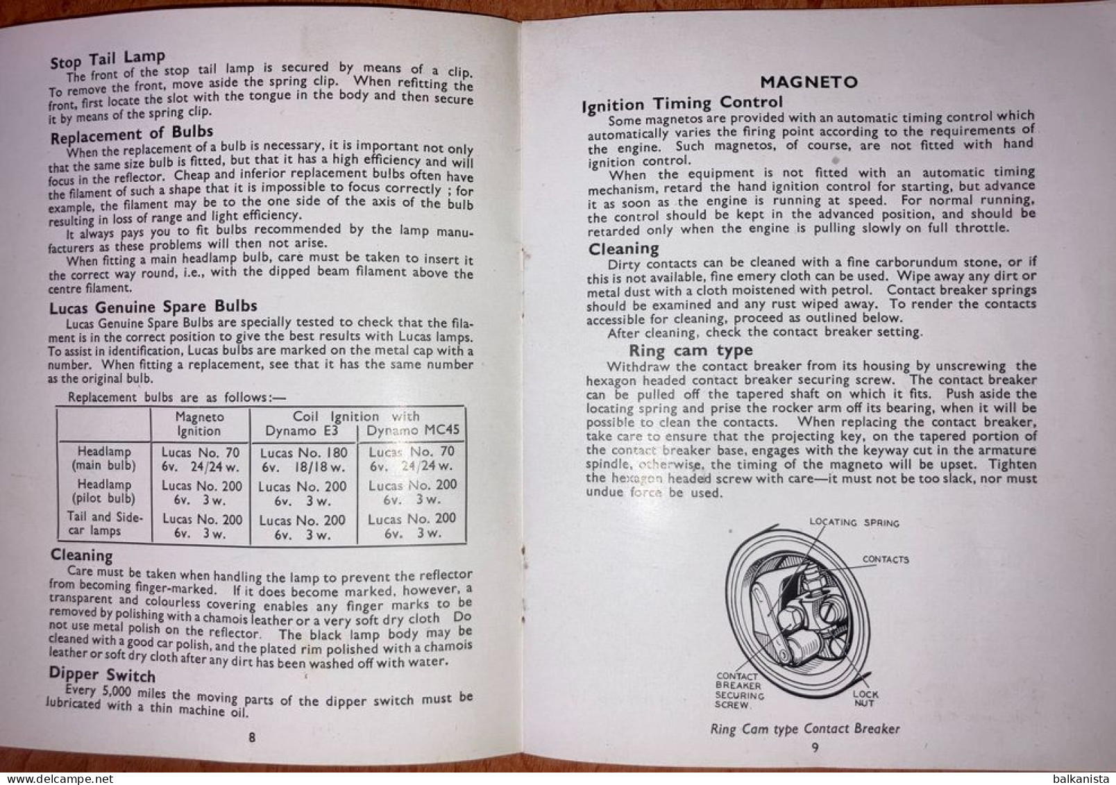 Motorcycle - Instructions For Lucas Electric Lighting And Ignition Equipment - Maschinen