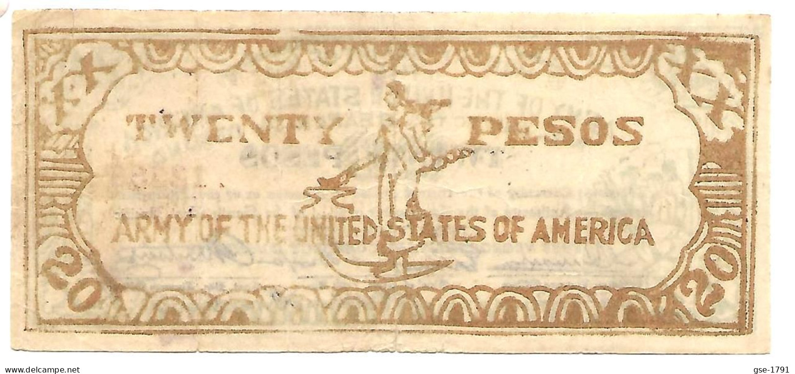 PHILIPPINES  ARMY Of The U. S. Of AMERICA  Free NEGROS  1943  ,  20 Pesos #716  PACIFIC SUD-OUEST , TB+ - Philippines