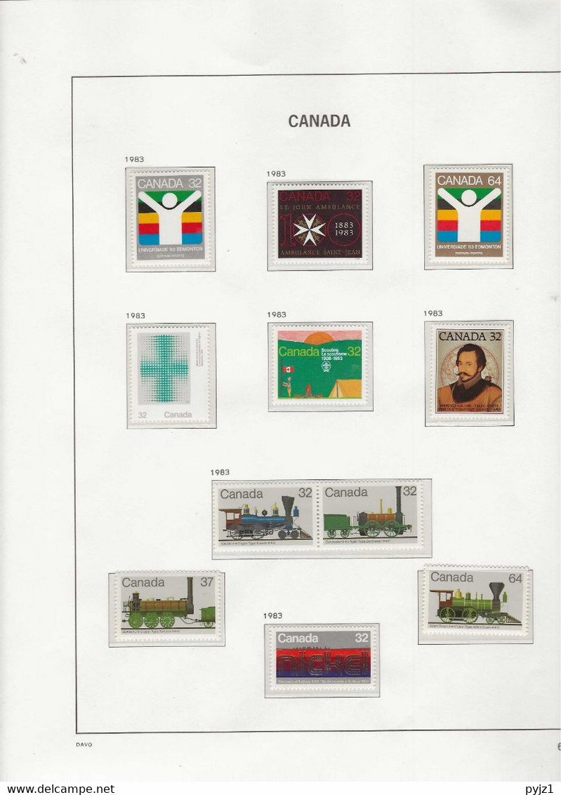 1983 MNH Canada Year Collection According To DAVO Album Postfris** - Volledige Jaargang