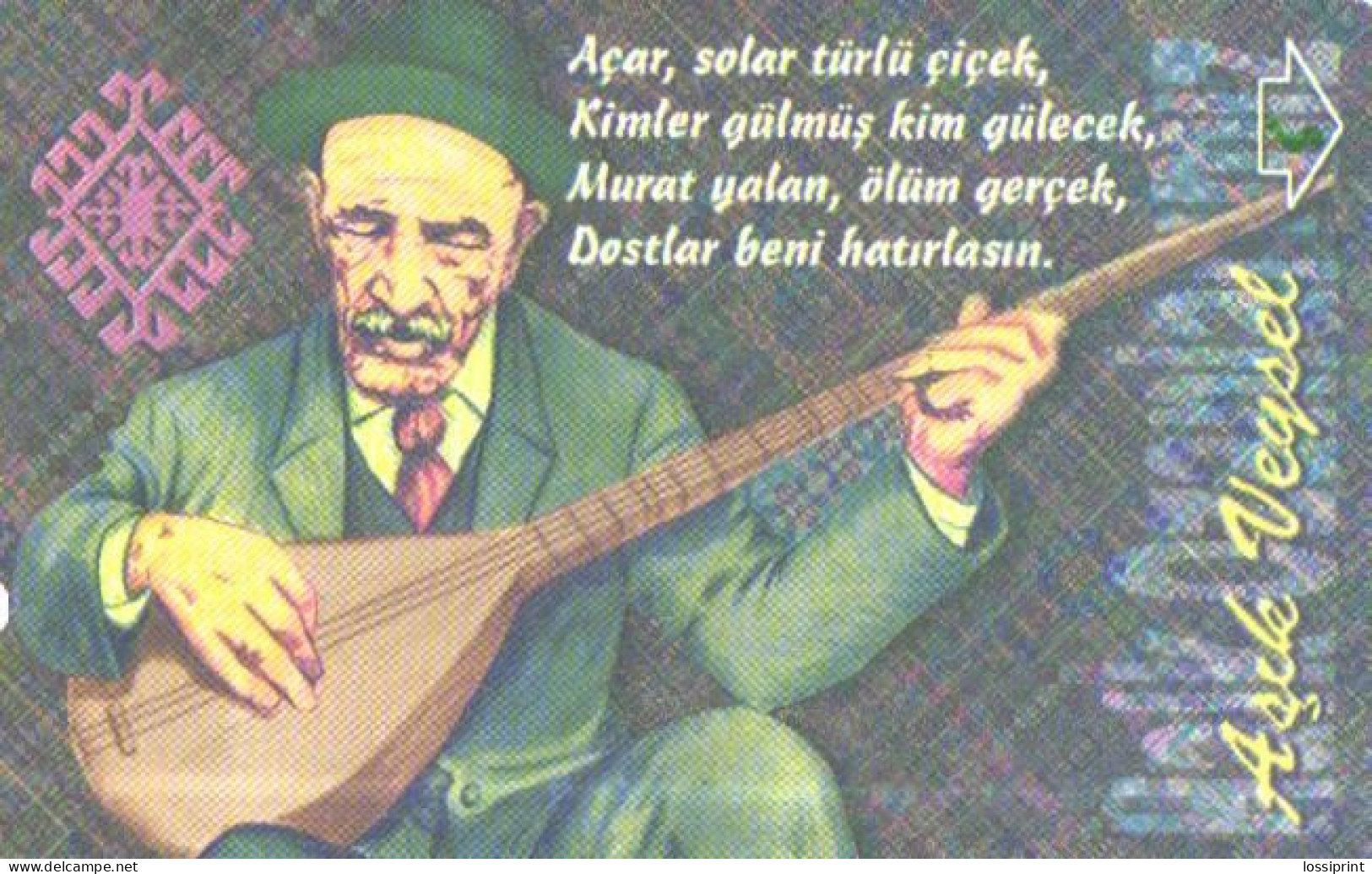 Turkey:Used Phonecard, Türk Telekom, 30 Units, Man Playing Mandoline, 2000, B - Türkei