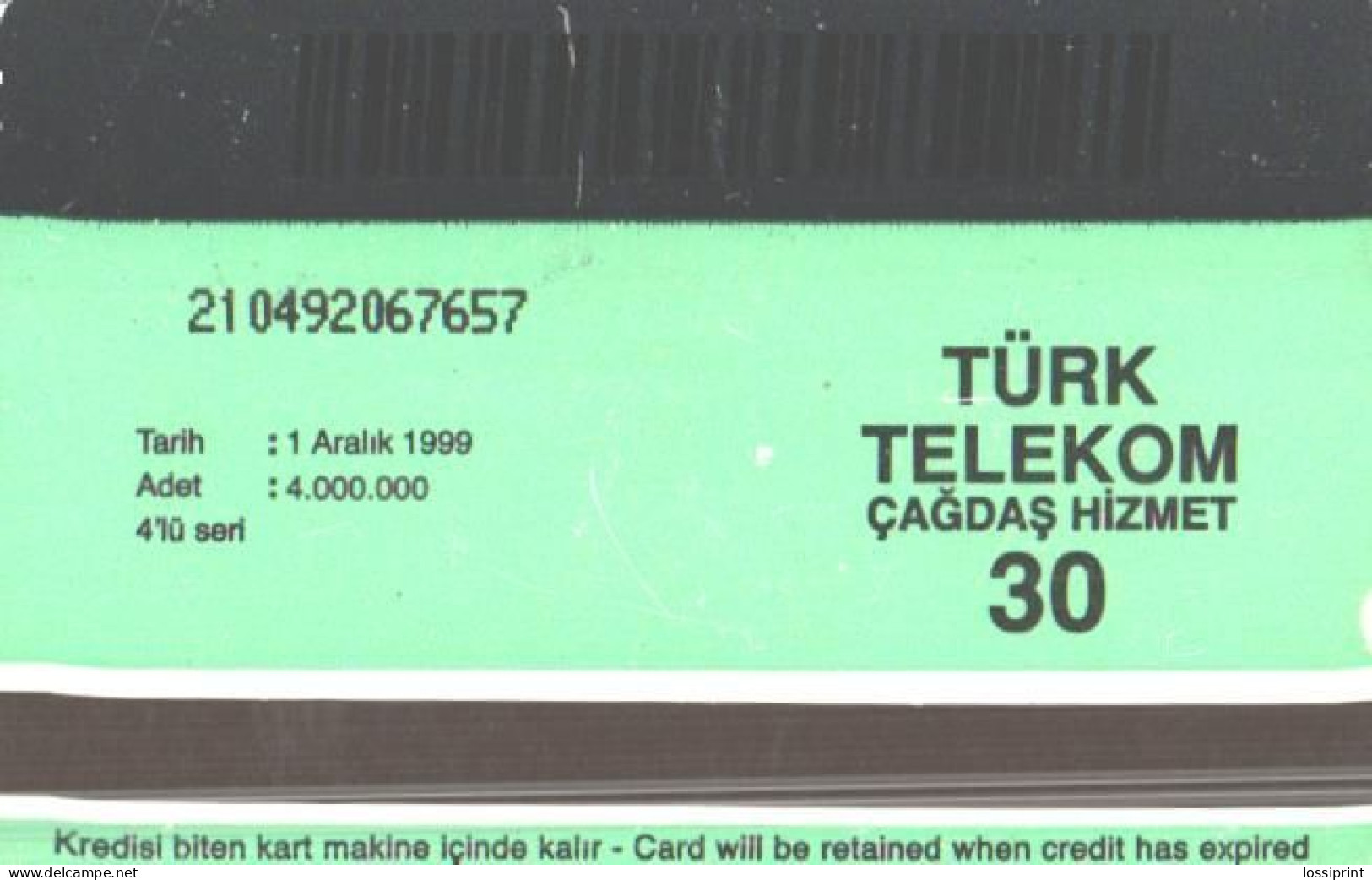 Turkey:Used Phonecard, Türk Telekom, 30 Units, Land Map, 1999 - Türkei