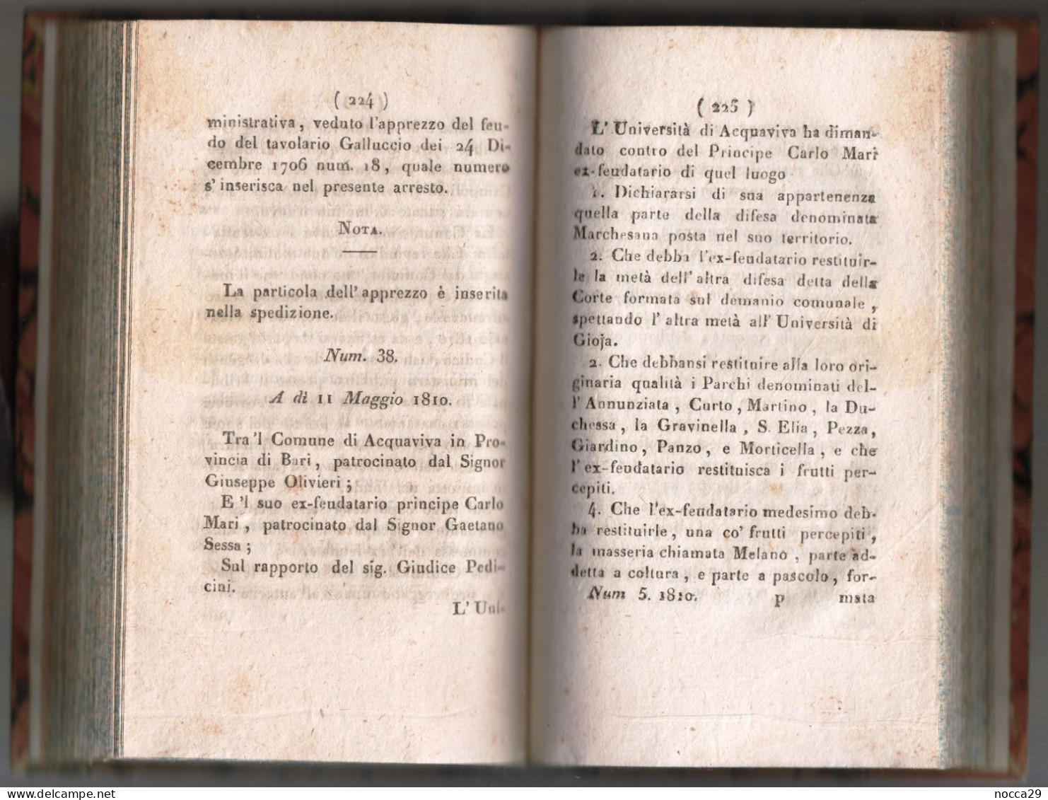 BOLLETTINO SENTENZE 1810 ACQUAVIVA DELLE FONTI ALBEROBELLO MASSAFRA VIESTE TREVICO SIANO LONGOBARDI CAIVANO FAICCHIO - Libri Antichi