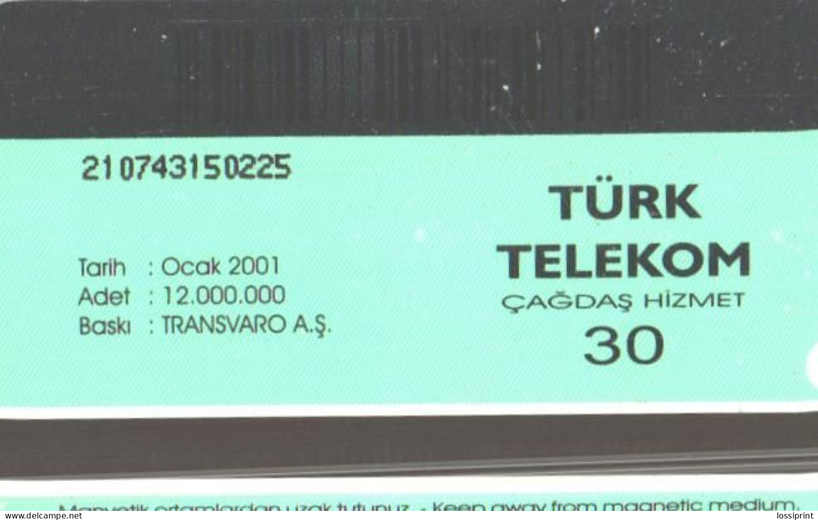 Turkey:Used Phonecard, Türk Telekom, 30 Units, Drum, 2001 - Türkei