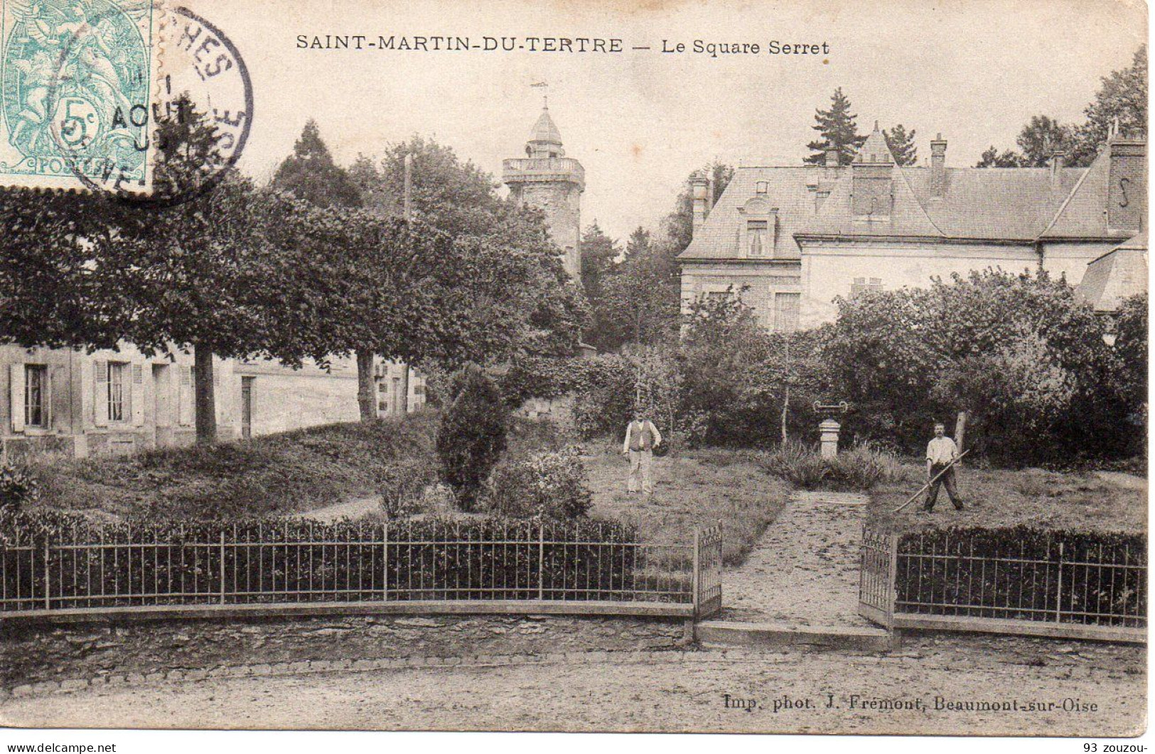 95. SAINT MARTIN TU TERTRE. Le Square Serret Animée Par Ses Jardiniers.1909.Carte Impeccable. - Saint-Martin-du-Tertre