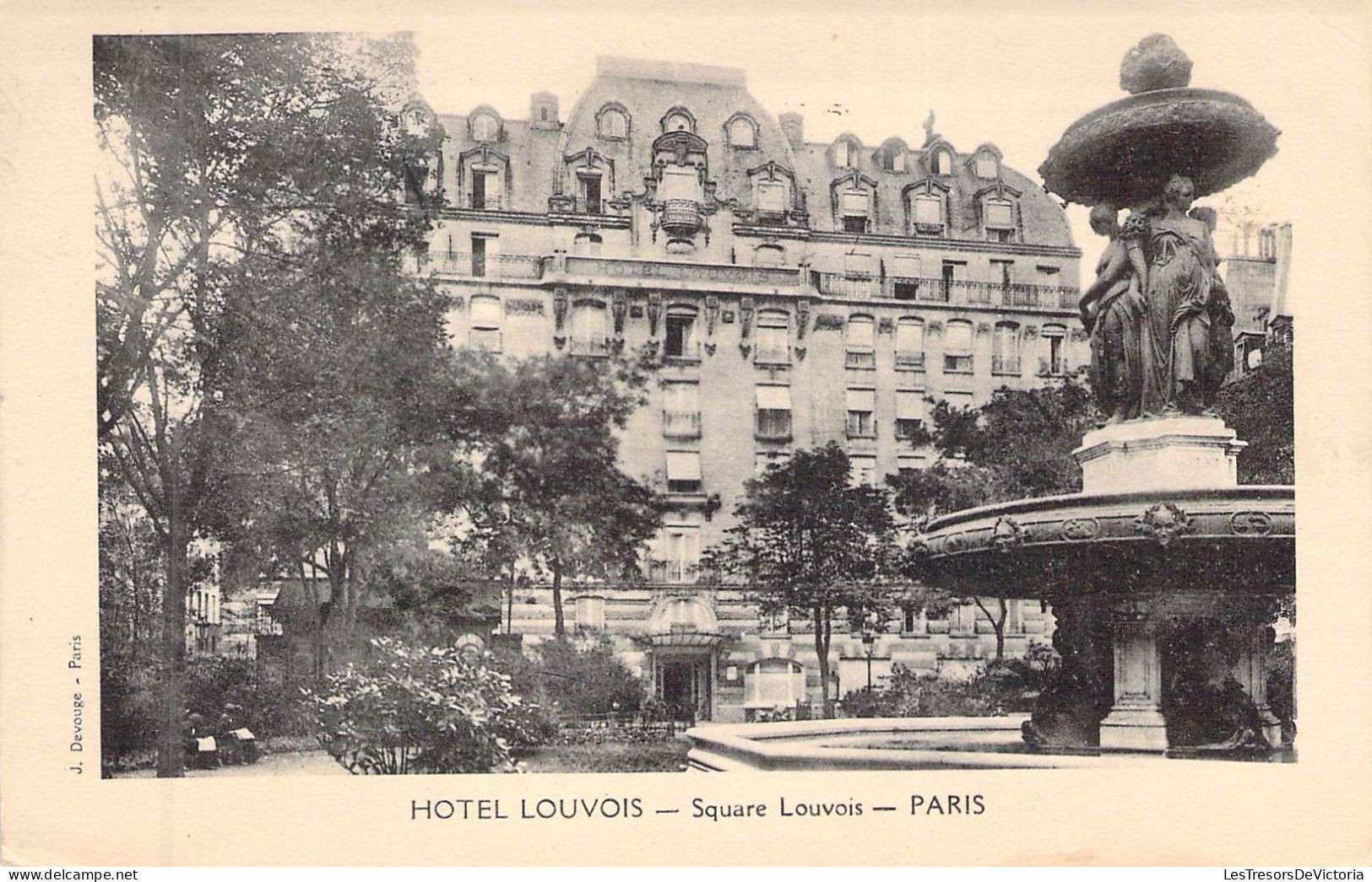 FRANCE - 75 - PARIS - HOTEL LOUVOIS - Square Louvois - Carte Postale Ancienne - Cafés, Hotels, Restaurants