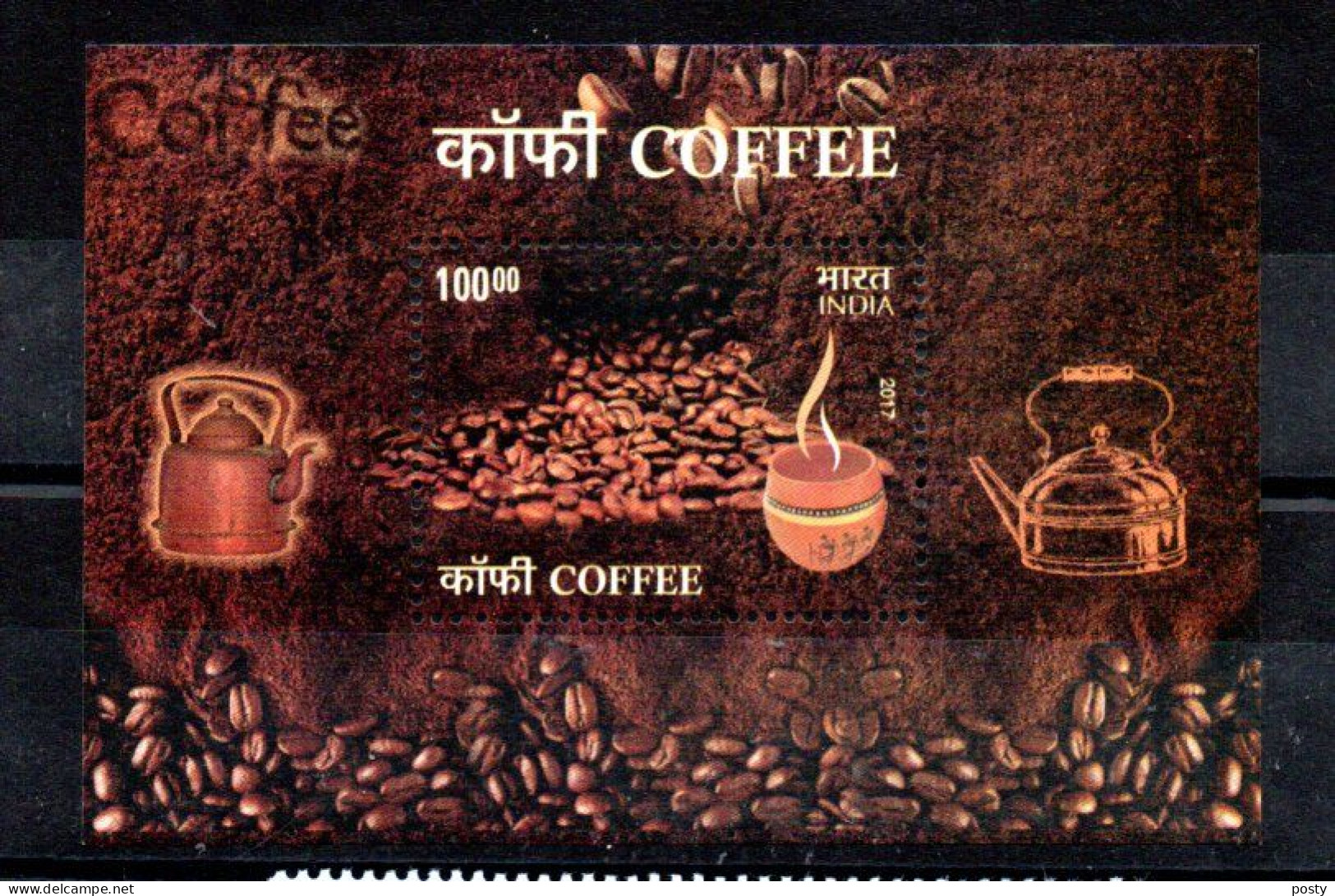 INDE - INDIA - B/F - M/S - 2017 - 100oo - LE CAFE - COFFEE - KAFFEE - - Blocchi & Foglietti