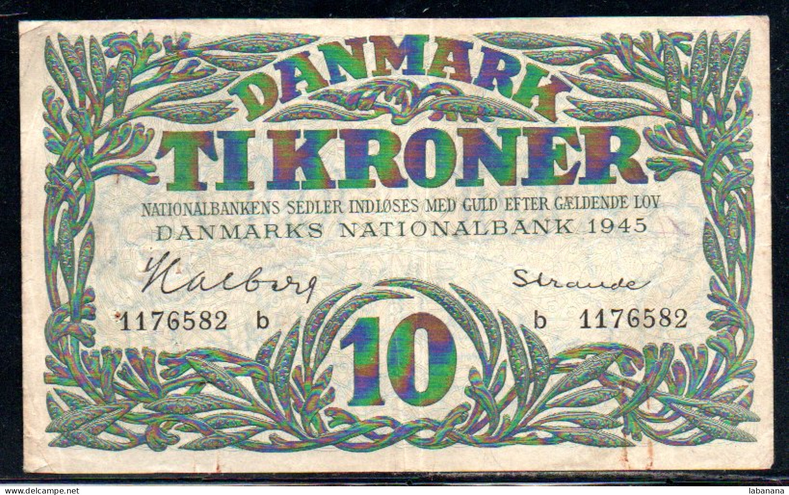 659-Danemark 10 Kroner 1945 B117 - Dinamarca