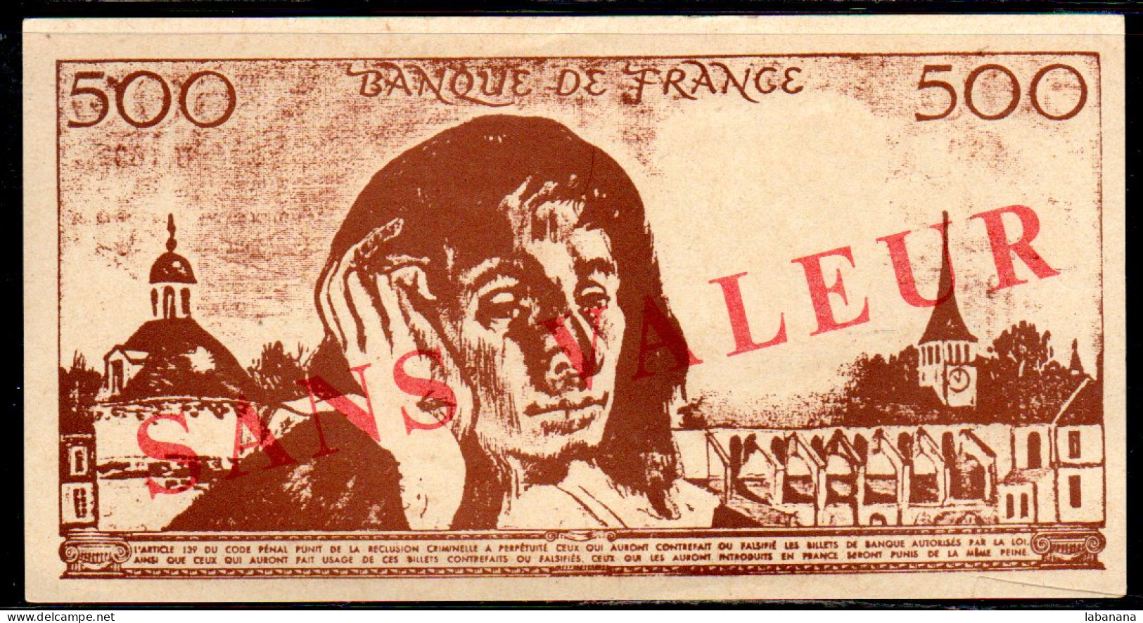 659-France 500fr Sans Valeur - Specimen