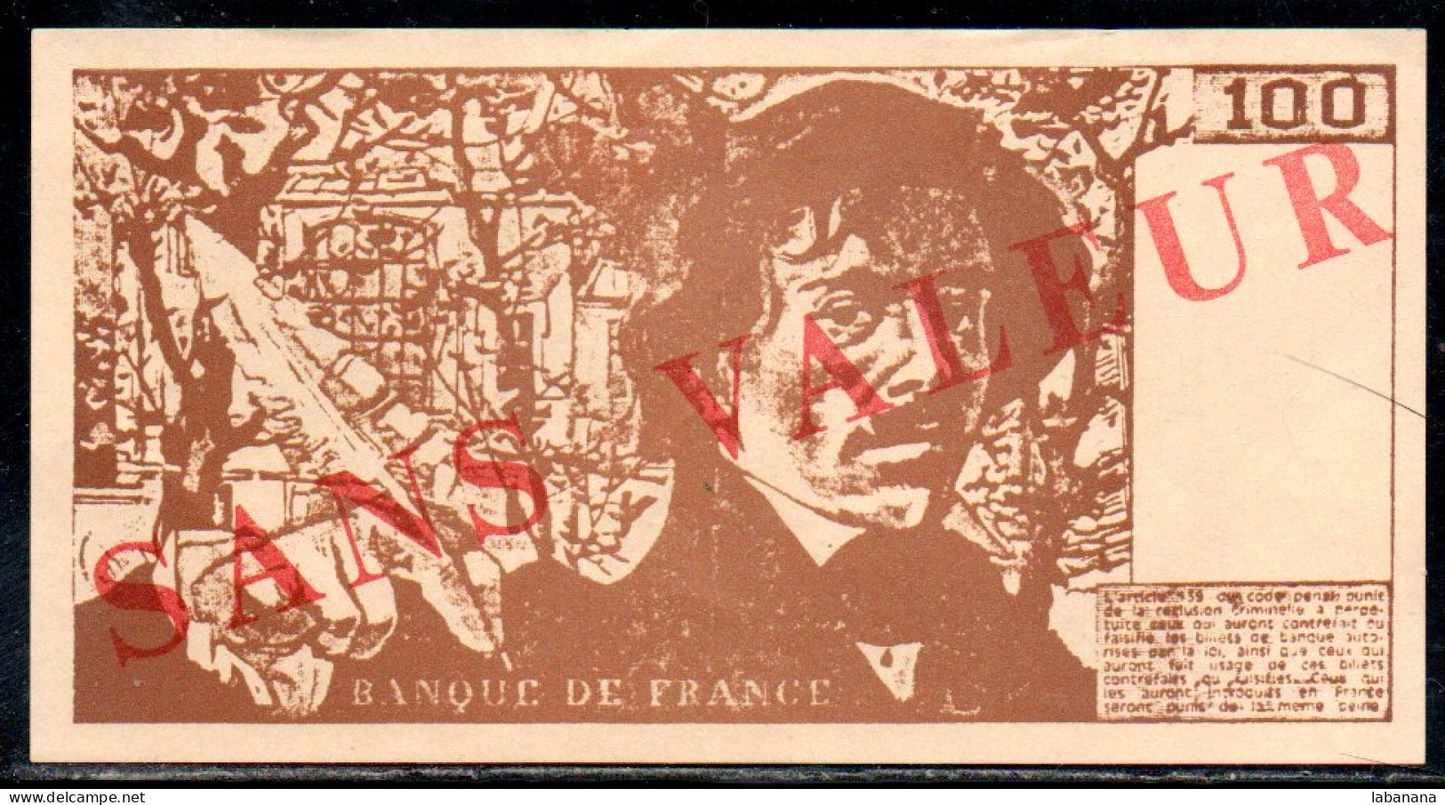 659-France 100fr Sans Valeur - Specimen