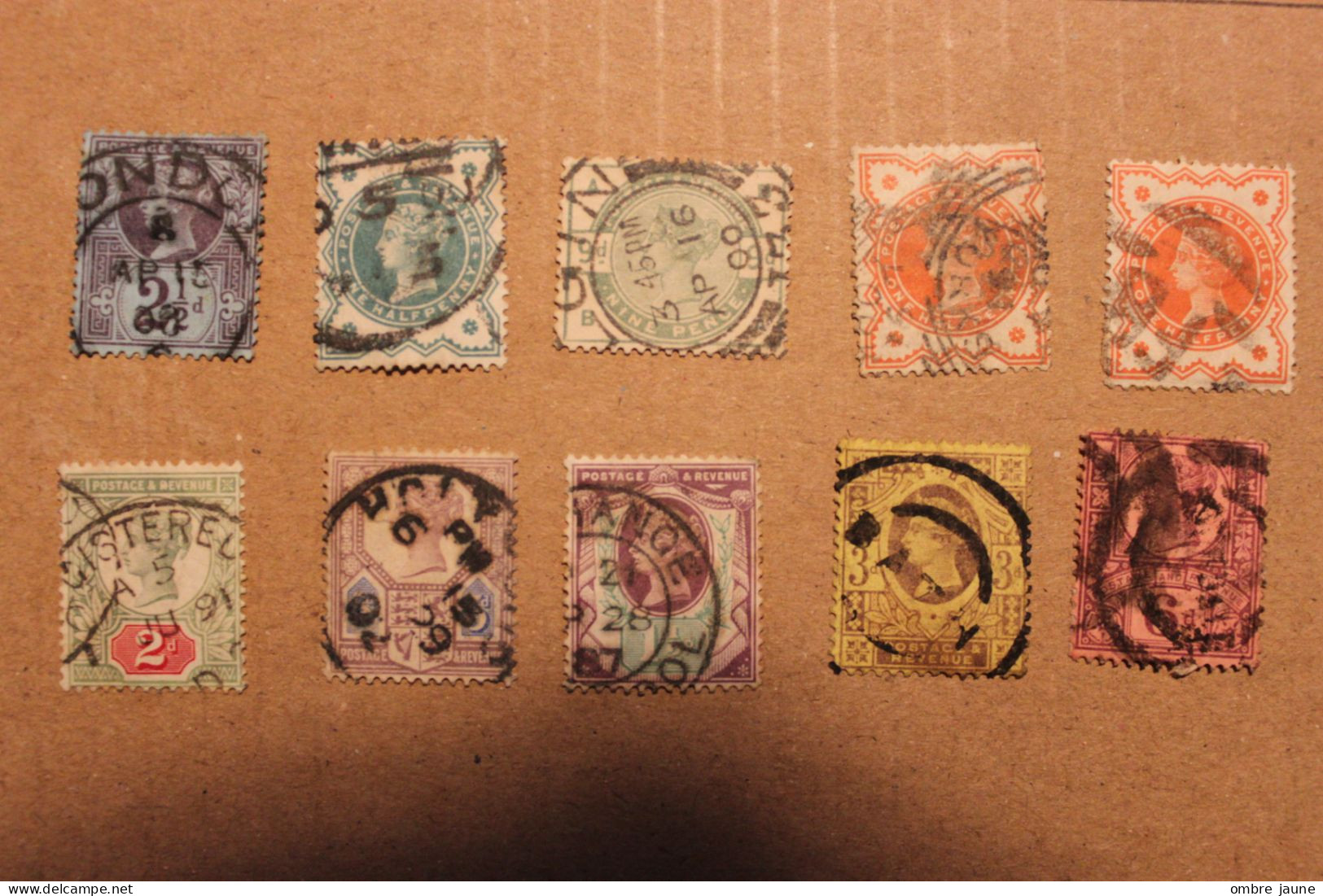 Lot De 10 Timbres Grande-bretagne Reine Victoria Dont Neuf Différents - Gebruikt