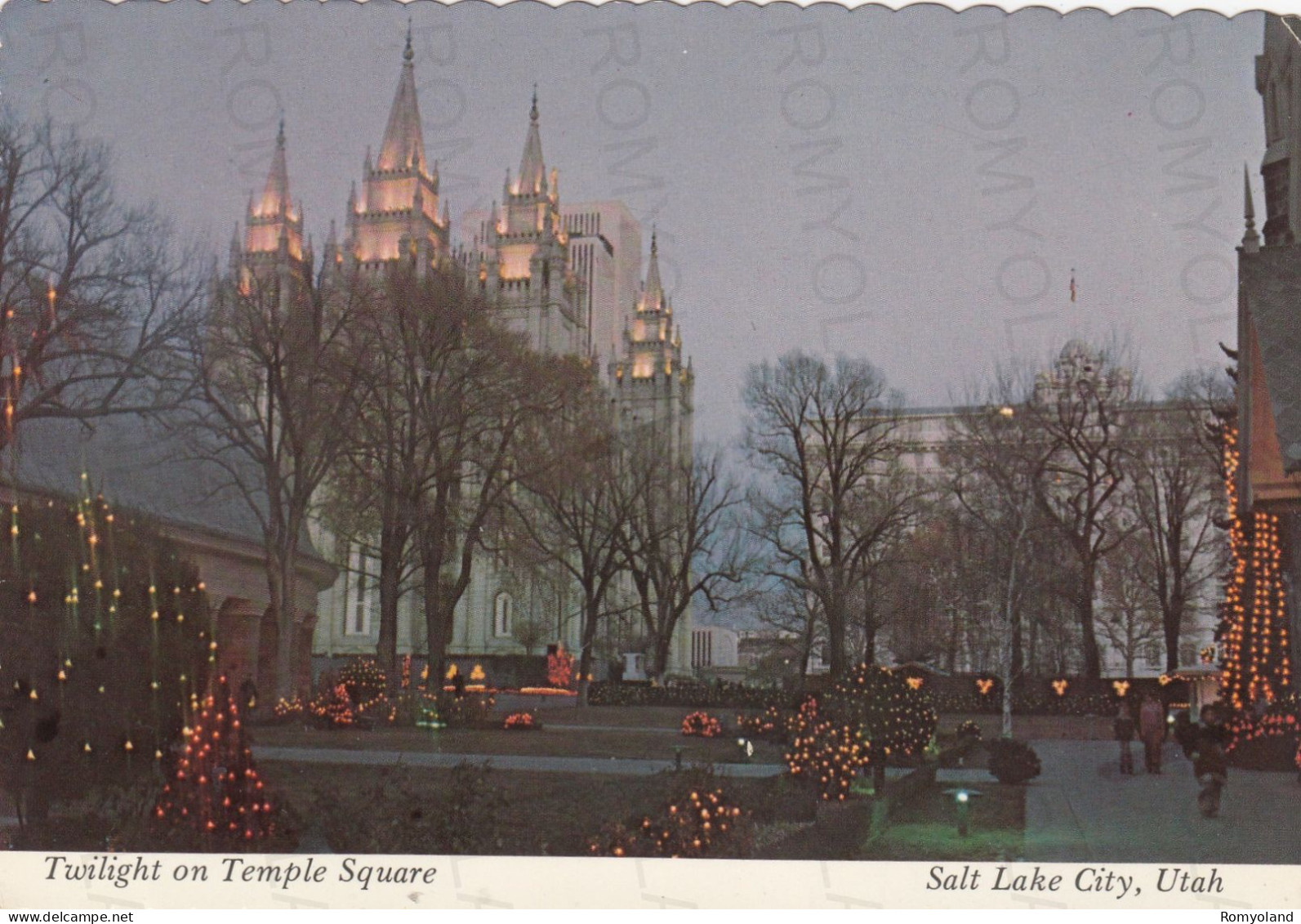 CARTOLINA  SALT LAKE CITY,UTAH,STATI UNITI-TWILIGHT ON TEMPLE SQUARE-NON VIAGGIATA - Salt Lake City