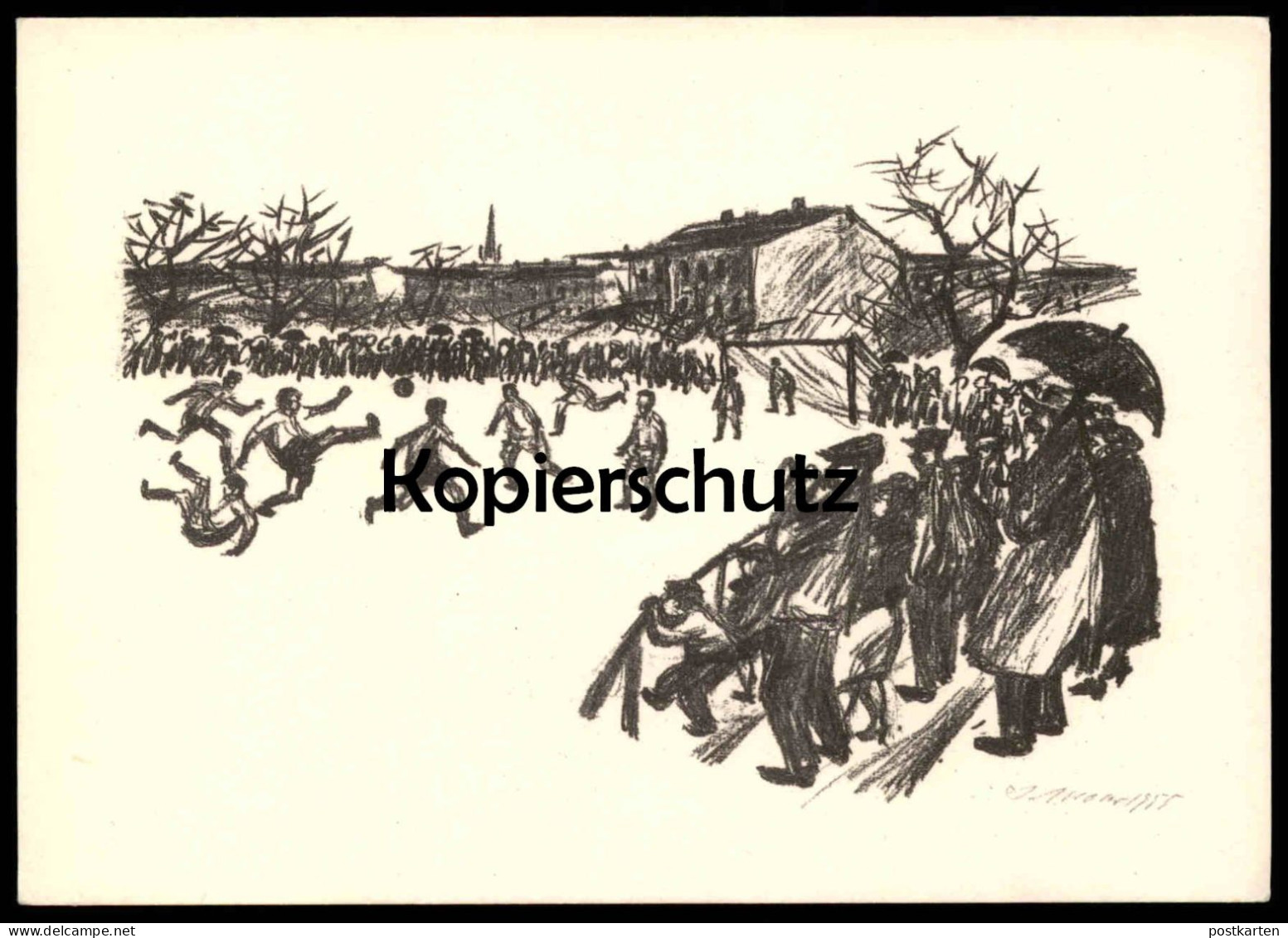 ÄLTERE POSTKARTE BERLIN HOHENSCHÖNHAUSEN FUSSBALLPLATZ KÜNSTLER ARNO MOHR 1955 Soccer AK Ansichtskarte Cpa Postcard - Hohenschönhausen