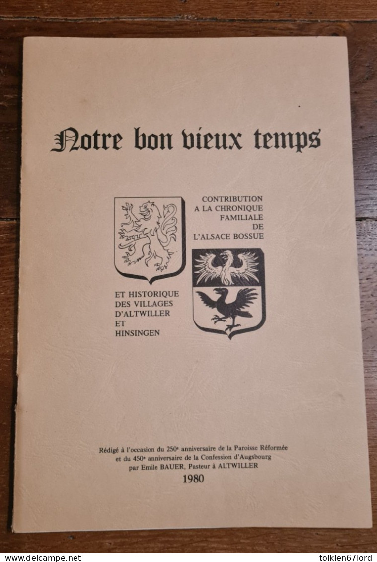 ALTWILLER HINSINGEN ALSACE BOSSUE 250e Anniversaire Paroisse Réformée 1980 - Alsace