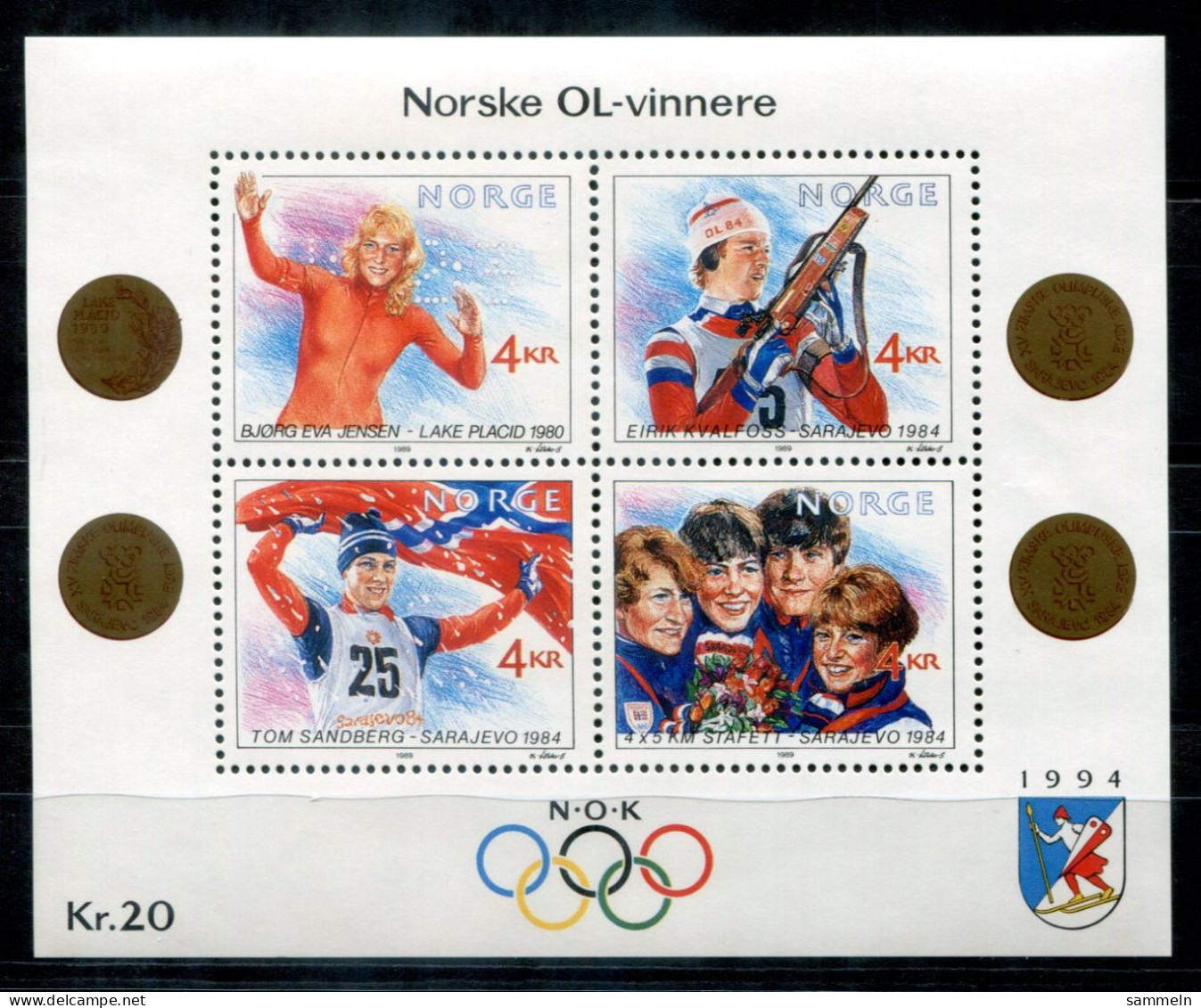 NORWEGEN Block 12, Bl.12 Mnh - Olympiasieger, Olympic Champions Olympique - NORWAY / NORVÈGE - Blokken & Velletjes