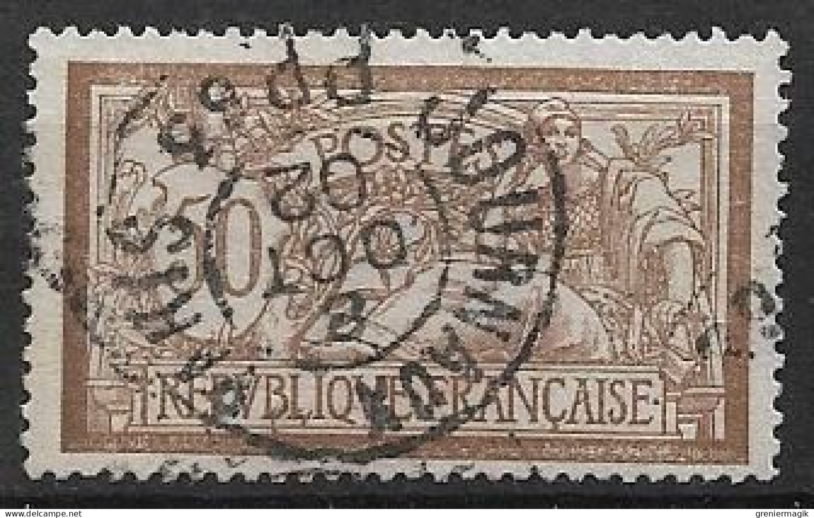 France N°120c Merson 50c Variété Sans Teinte De Fond Oblitéré PP Journaux 53 Paris 1902 - Usati