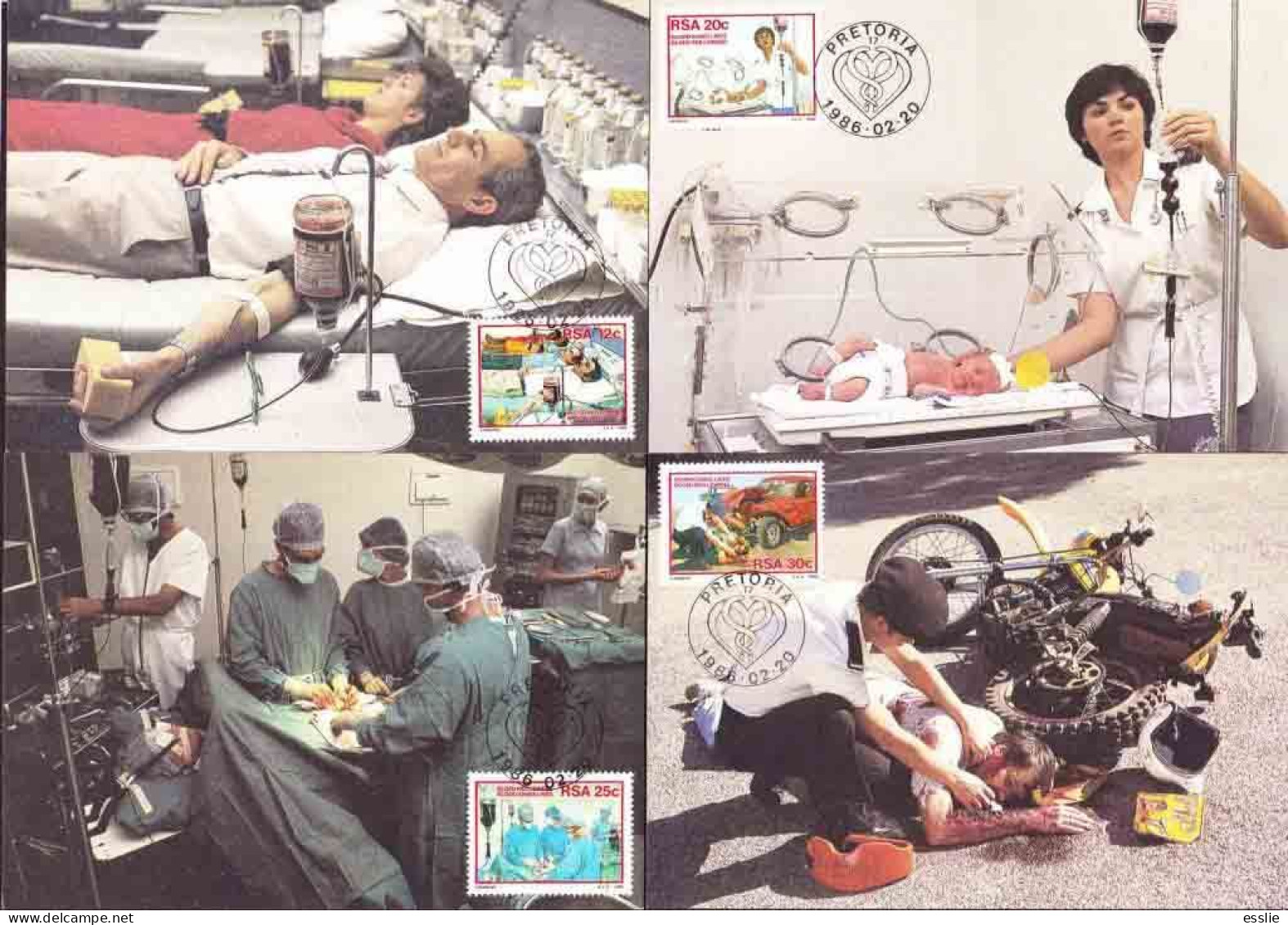 South Africa RSA - 1986 - Donate Blood - Complete Set Maximum Cards PostCards - Briefe U. Dokumente