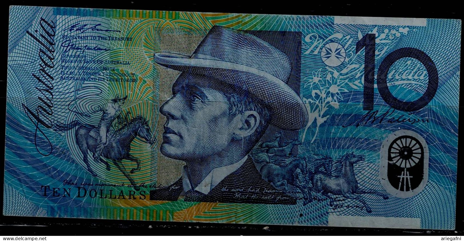 AUSTRALIA 1993 BANKNOT 10 DOLLARS VF!! - 1992-2001 (polymère)