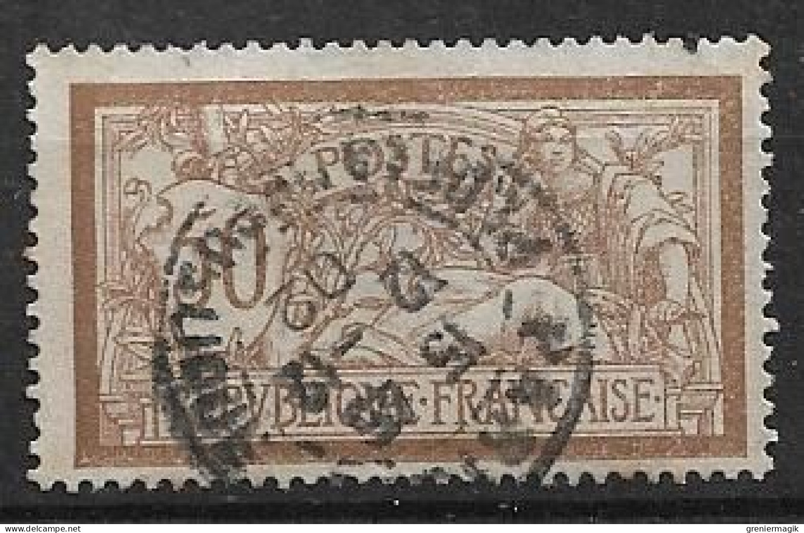 France N°120c Merson 50c Variété Sans Teinte De Fond Oblitéré Paris 5 (Place De La République) 1902 - Usados