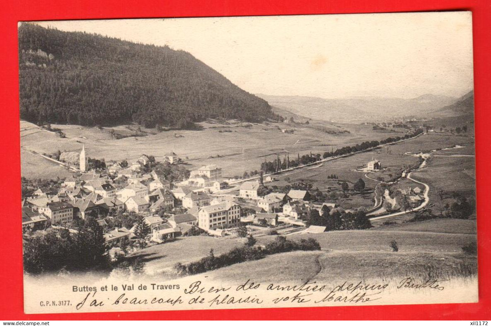 GLF-19 Buttes Et Val De Travers . Dos Simple. Circulé 1905. CPN 3172 - Buttes 