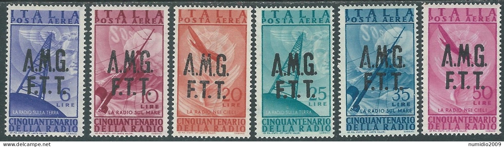 1947 TRIESTE A POSTA AEREA RADIO 6 VALORI MH * - RC29-5 - Airmail