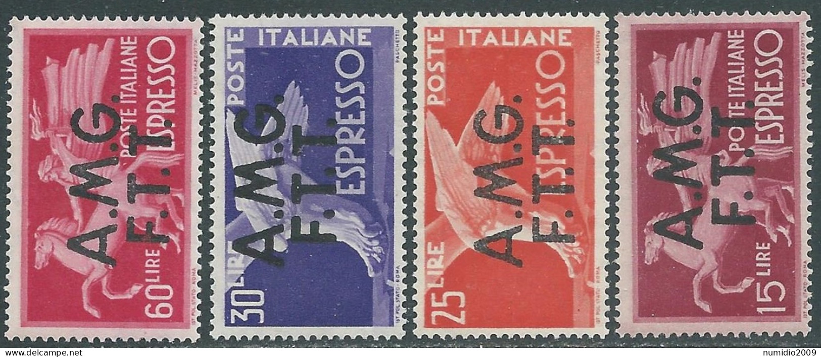 1947-48 TRIESTE A ESPRESSO 4 VALORI MH * - RC29-4 - Posta Espresso