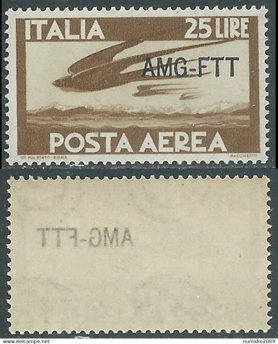 1949-52 TRIESTE A POSTA AEREA DEMOCRATICA 25 LIRE DECALCO MNH ** - RC31-10 - Poste Aérienne