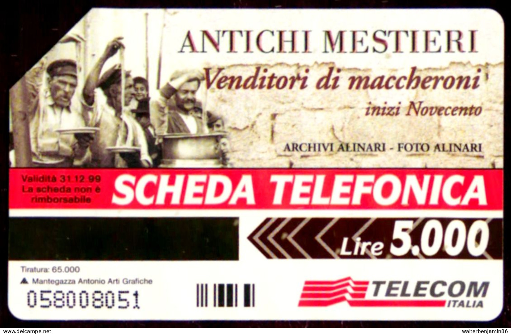 G 671 C&C 2743 SCHEDA TELEFONICA USATA ANTICHI MESTIERI VENDITORI DI MACCHERONI - Errori & Varietà