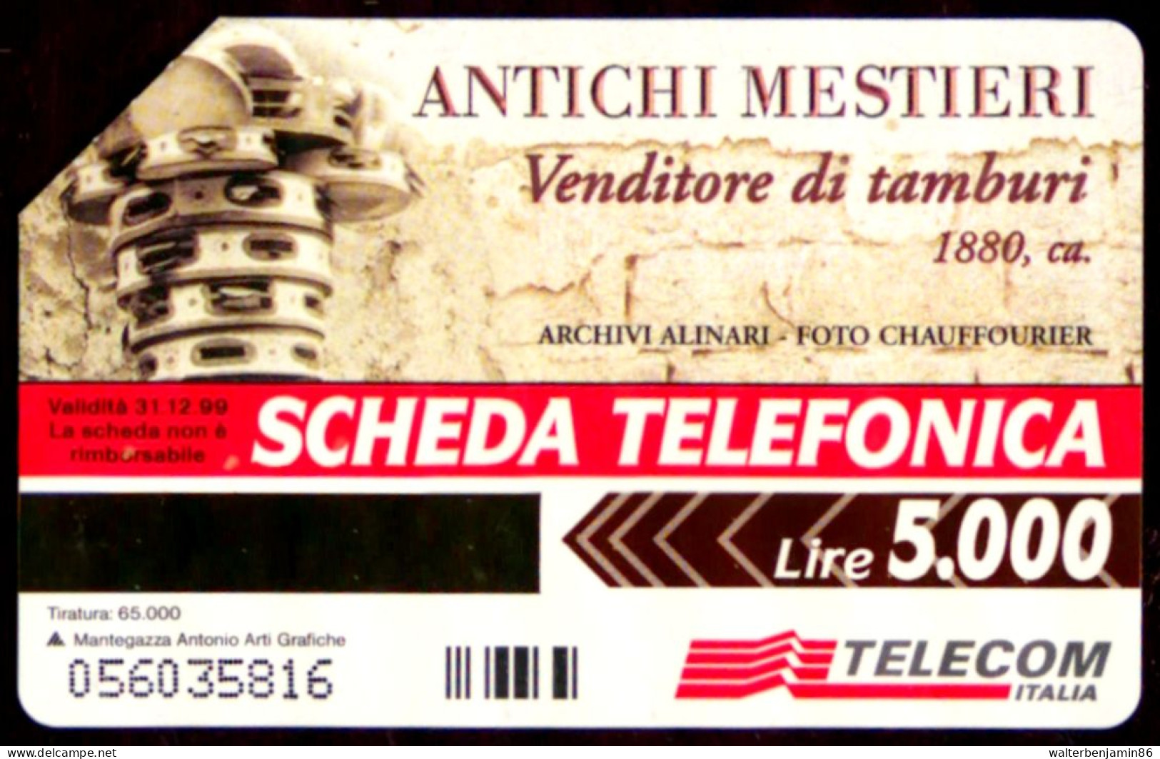 G 670 C&C 2741 SCHEDA TELEFONICA USATA ANTICHI MESTIERI VENDITORE DI TAMBURI - Fouten & Varianten