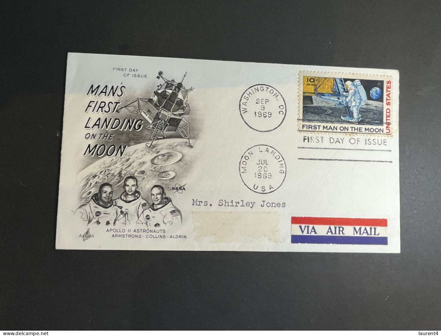 (2 Q 18) USA FDC - Man's First Landing On The Moon 1969 (posted) - Amérique Du Nord