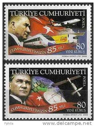 2008 TURKEY 85TH ANNIVERSARY OF THE REPUBLIC OF TURKEY MNH ** - Unused Stamps