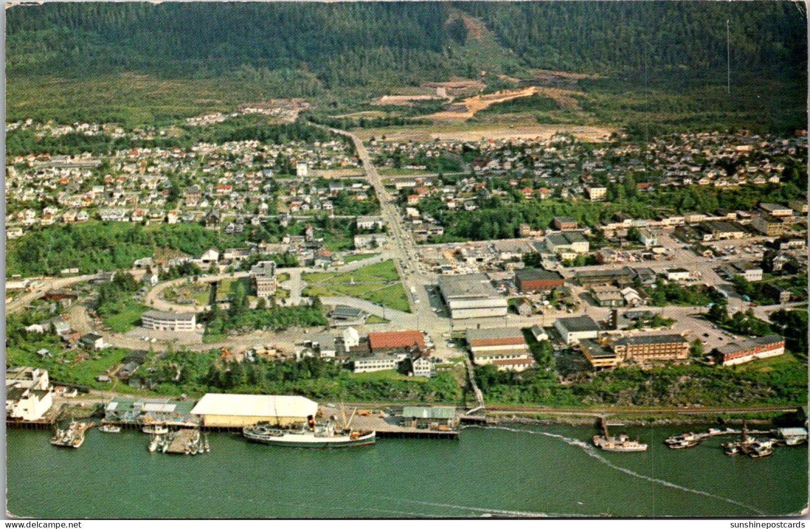 Canada Prince Rupert Aerial View Lower Business Section Looking East On McBride Street - Prince Rupert