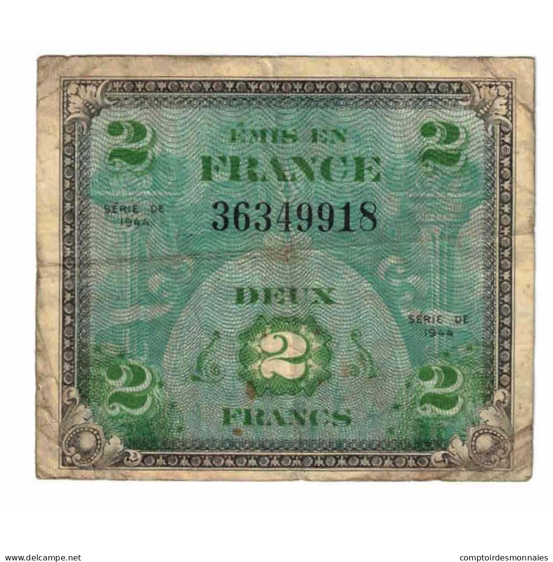 France, 2 Francs, Drapeau/France, 1944, SÉRIE 1944, TB, Fayette:VF16.1, KM:114a - 1944 Drapeau/France