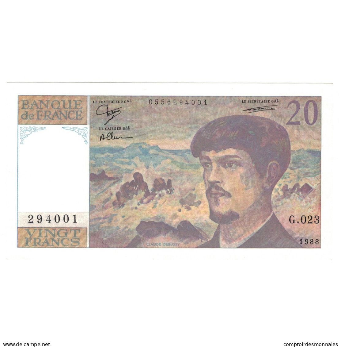 France, 20 Francs, Debussy, 1988, G.023, NEUF, Fayette:66.9, KM:151c - 20 F 1980-1997 ''Debussy''