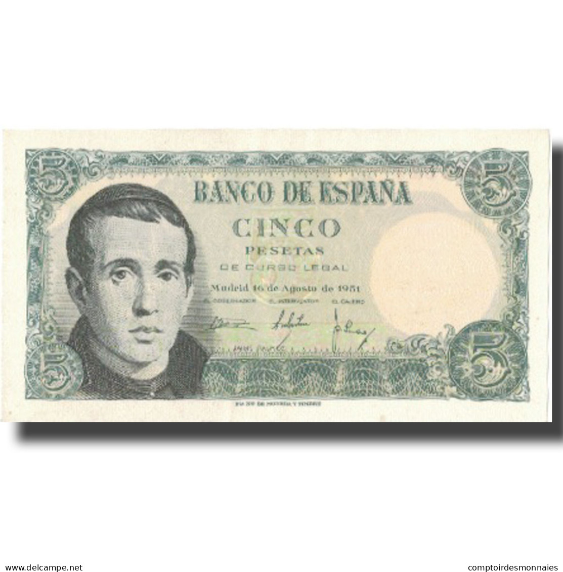 Billet, Espagne, 5 Pesetas, 1951, 1951-08-16, KM:140a, SPL+ - 5 Pesetas