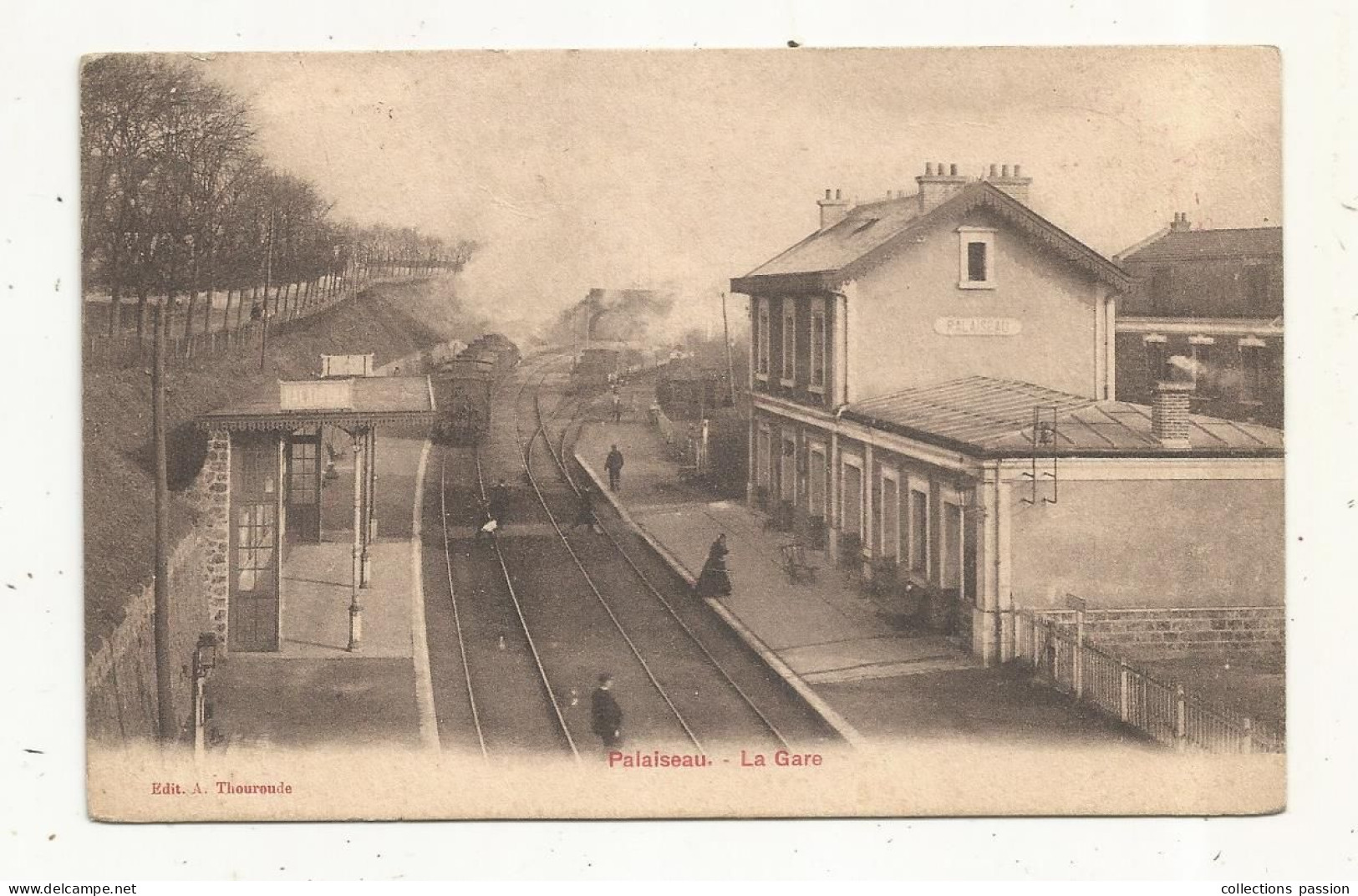 Cp, Chemin De Fer , La Gare Avec Train, 91, PALAISEAU ,écrite 1917 - Estaciones Con Trenes