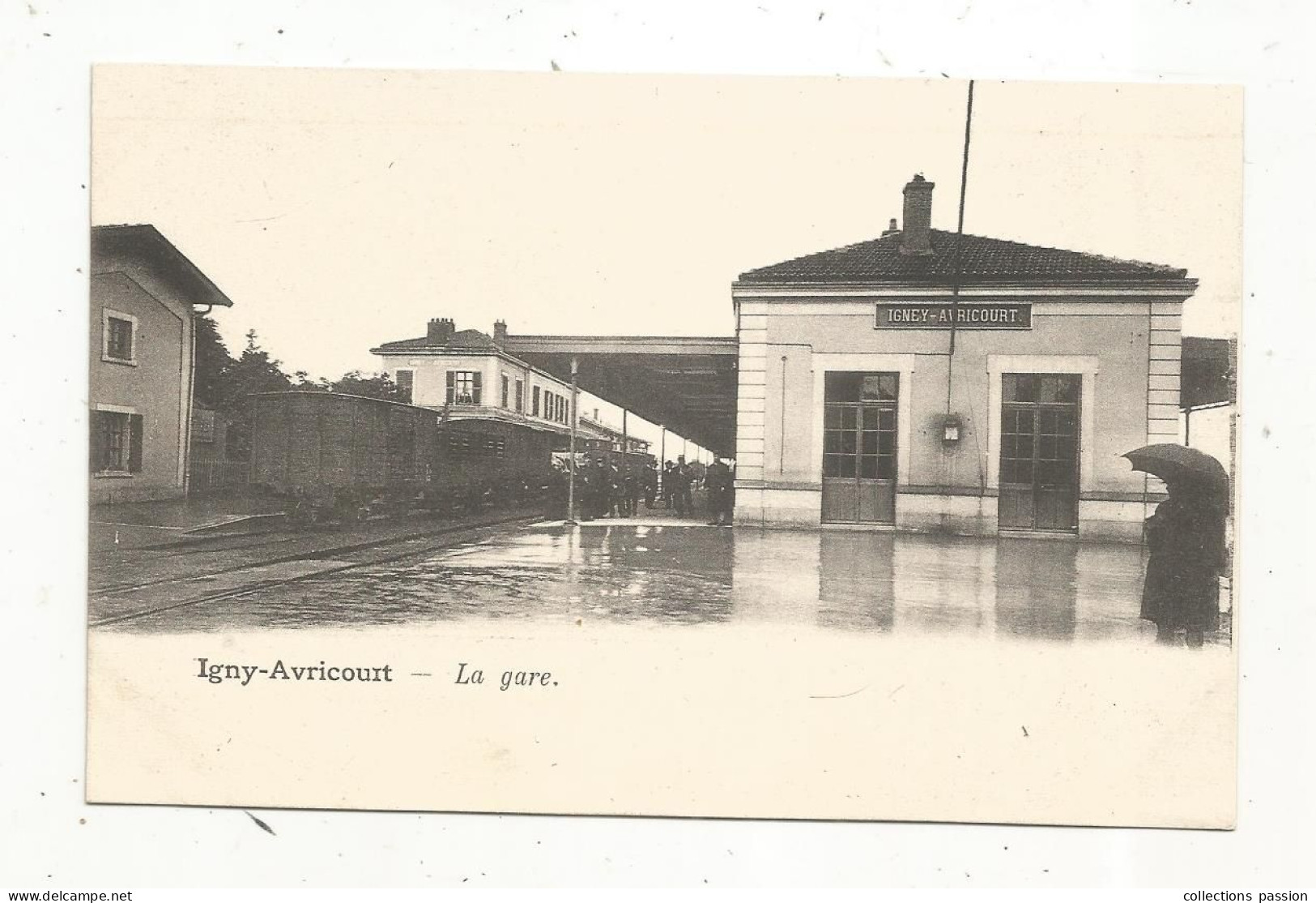 Cp, Chemin De Fer , La Gare Avec Train, 54, IGNY-AVRICOURT,  Vierge,  Dos Simple - Estaciones Con Trenes